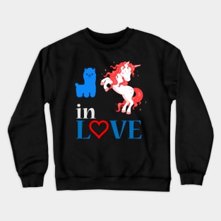 Alpaca Llama and Unicorn Love Crewneck Sweatshirt